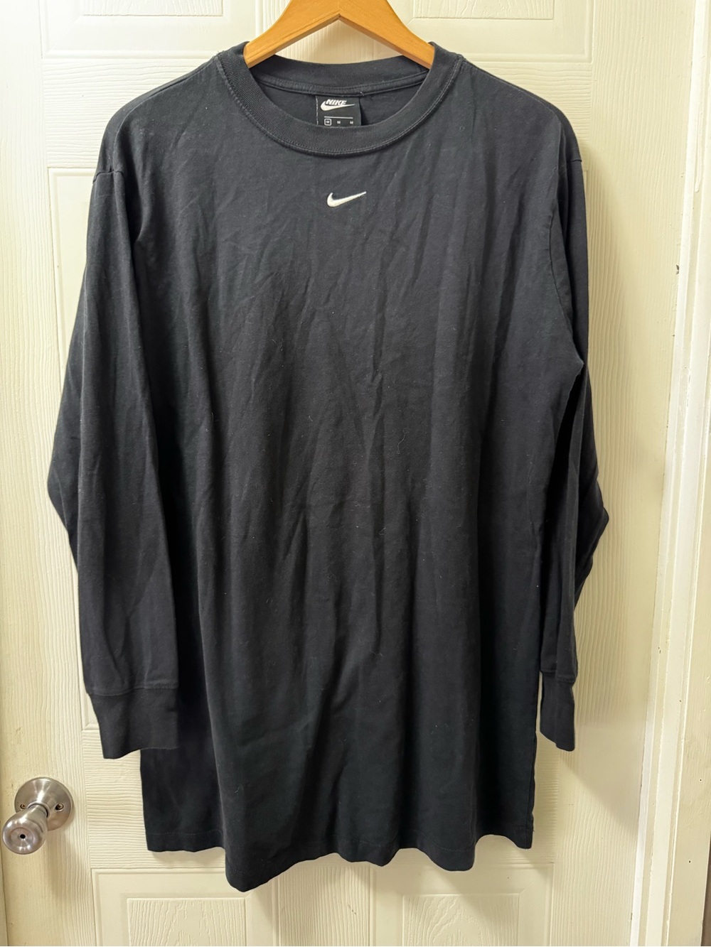 Nike Black Long-Sleeve Crewneck with White Swoosh